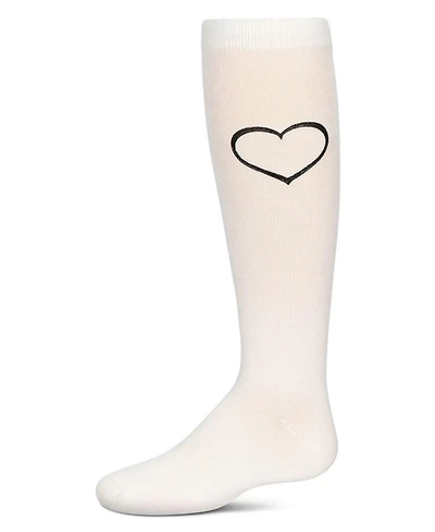 MeMoi Girls' Puff Paint Heart Knee High Socks