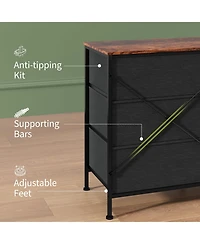 homfan 8 Drawer Dresser, 63 Inch Fabric Tv Stand Storage Cabinet with Wooden Top for 75 Bedroom Living Room