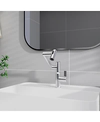 Midola Chrome Bathroom Sink Faucet with Spray Function and Temperature Display for Anti-Skid Switch and Hot and Cold and 360degree(s) Rotary