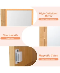 Volenca Bamboo Small Medicine Cabinet with Mirror Door and Removable Shelves, 14-in W