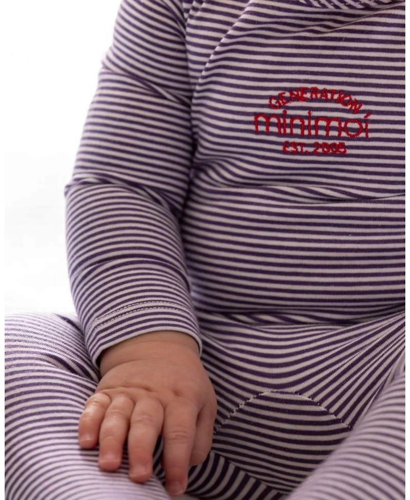 MeMoi Baby and Toddler "Generation MeMoi" Stretchy Mini-Striped Cotton-Rich Footie