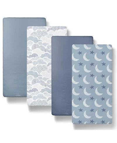 The Peanutshell Soft Cloud 4-Pack Fitted Bassinet Sheets