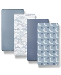 The Peanutshell Soft Cloud 4-Pack Fitted Bassinet Sheets