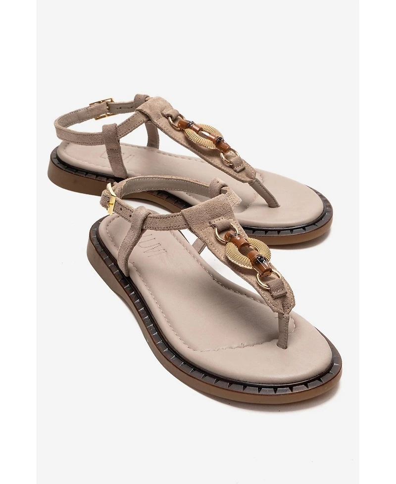 Forever & Always Shoes Women's Tiana Leather Buckled Sandal
