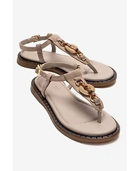 Forever & Always Shoes Women's Tiana Leather Buckled Sandal
