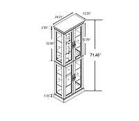 sumyeg Elegant Lighted Glass Curio Display Cabinet Wooden Frame Storage Includes Light Bulb
