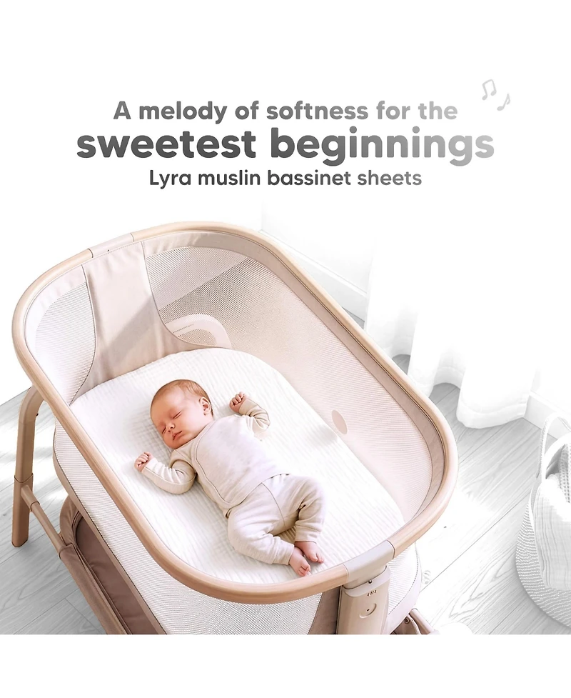 KeaBabies Baby Bassinet Sheets Girls, Boys, 2-Pack Lyra Muslin Bassinet Fitted Sheets for Maxi-Cosi Bedside Sleeper, 33x20 Oval, Capsule
