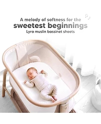 KeaBabies Baby Bassinet Sheets Girls, Boys, 2-Pack Lyra Muslin Bassinet Fitted Sheets for Maxi-Cosi Bedside Sleeper, 33x20 Oval, Capsule