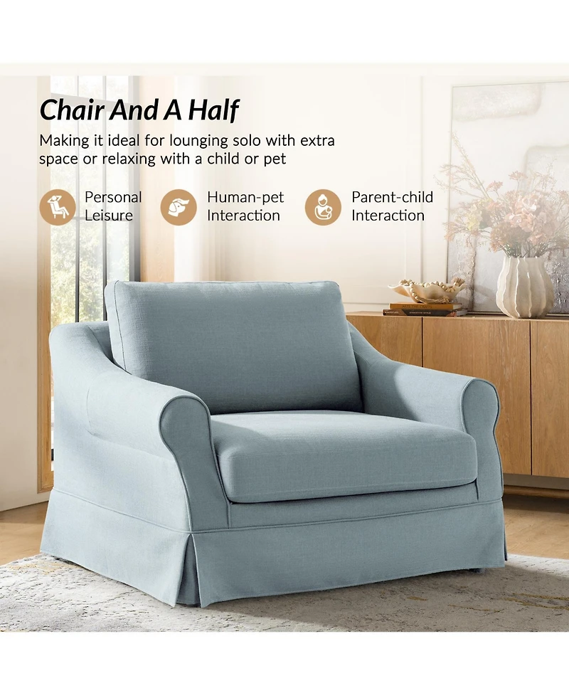 Hulala Home Raul Farmhouse Slipcovered Armchair with Feather Blended Cushion
