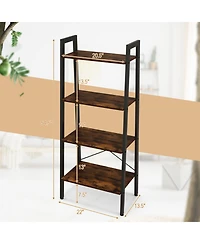 Gouun 4-Tier Industrial Bookshelf Metal Frame Storage Shelf Adjustable Feet