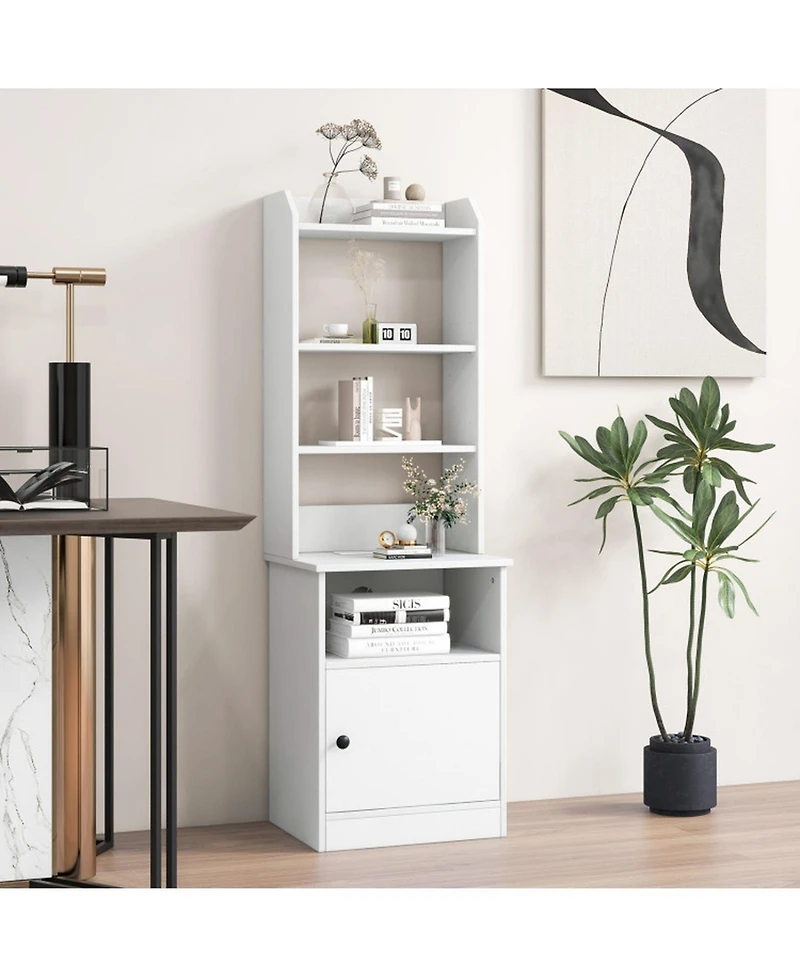 Gouun 6-Tier Bookshelf Nightstand Charging Station Cabinet Storage