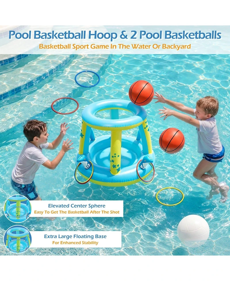 Gnuadz 3 1 Pool Game Set Inflatable Floats Volleyball BasketballWater Sports