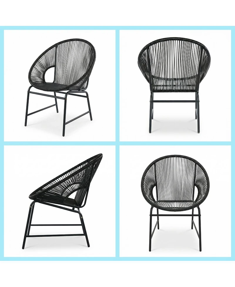 Asagikoiai Piece Rattan Outdoor Conversation Set with Loveseat and Chairs Acacia Wood Table