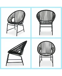 Asagikoiai Piece Rattan Outdoor Conversation Set with Loveseat and Chairs Acacia Wood Table