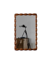Laoties 36" x 24" Wood Decorative Wall Mirror, Rectangular Spindle Frame Mirror for Bathroom Vanity, Living Room, Entryway