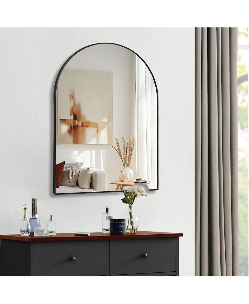 Laoties 30" x 40" Arched Bathroom Mirror, Metal Vanity Mirror for Entryway, and Living Room