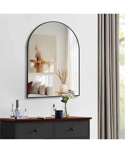 Laoties 30" x 40" Arched Bathroom Mirror, Metal Vanity Mirror for Entryway, and Living Room