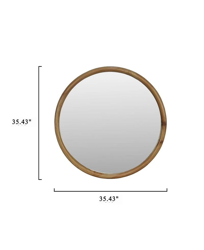 Laoties Modern Round Wall Mirror, Natural Wood Vanity Mirror for Bathroom, Entryway and Living Room Decor