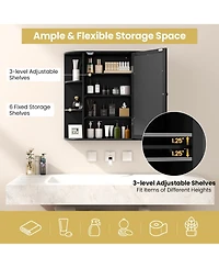 Volenca Wall-Mounted Bathroom Mirror Cabinet with Open Shelves, 26-in W