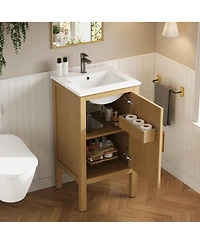 Phying 18 Inch Small Space Bathroom Cabinet with Soft Closing Hinges Space Saving Storage Furniture for Compact Bathrooms Apartments