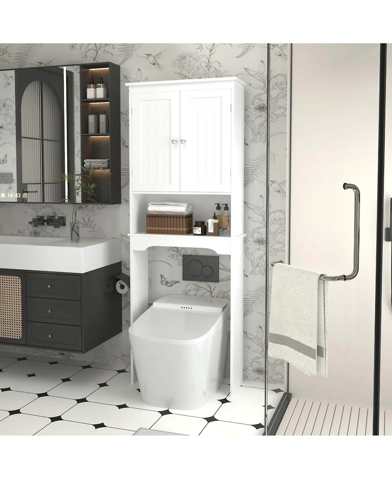 Phying Over The Toilet Storage Cabinet Wooden Bathroom Space Saver Shelf Multipurpose Wall Mount Bathroom Organizer Cabinet For Home Bathroom Storage