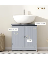 Phying Pedestal Sink Storage Cabinet Multifunctional Under Sink Bathroom Cabinet with U Shape Design 2 Doors and Inner Shelf for Bathroom