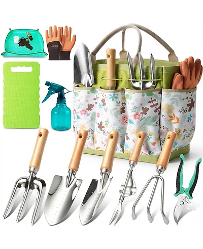 Xdovet Heavy duty stainless steel gardening tool set with storage bag