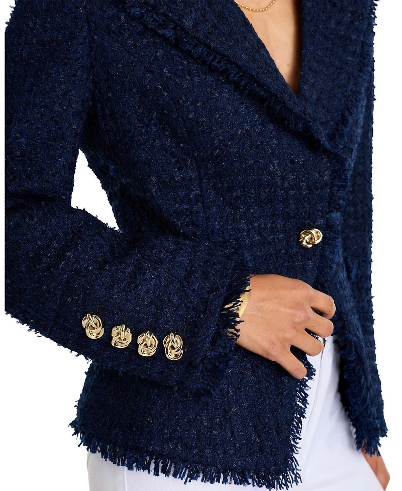 The Noli Shop Women's Giselle Single Breasted Tweed Blazer