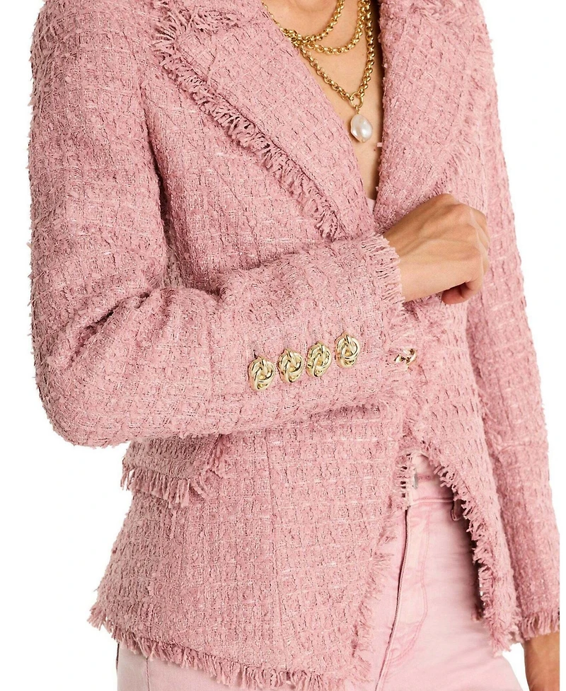 The Noli Shop Women's Giselle Single Breasted Tweed Blazer