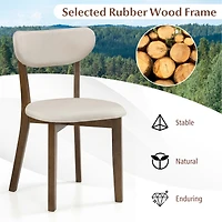 Costway Upholstered Dining Chairs with Solid Rubber Wood Frame, Curved Backrest