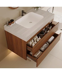 Phying 29.9 Inch Modern Floating Bathroom Vanity Wall Mounted Bath Cabinet Sink Space Saving Bathroom Furniture for Small Bathrooms Apartments
