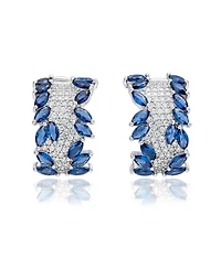 Suzy Levian New York Sterling Silver Pave Cubic Zirconia Marquise Burst Huggie Earrings
