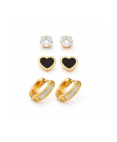 Rebl Jewelry Women's Heart Stud Earring Set