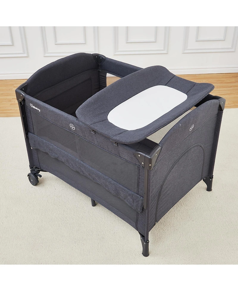 homfan 110L x 78W x 77H cm Baby Playard with Pad, Infant Playpen with Mesh Sides, Foldable Travel Activity Center for Indoor Outdoor Use