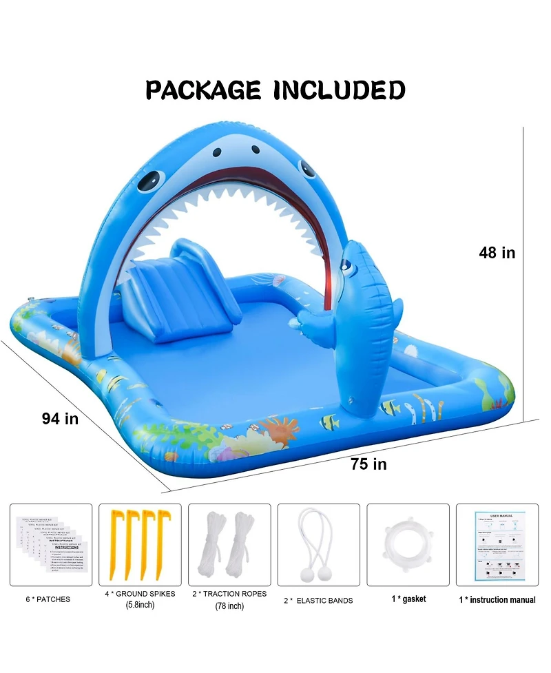 Aofar Inflatable Pool Water Slide Sprayers Ball Hoop Yard
