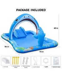 Aofar Inflatable Pool Water Slide Sprayers Ball Hoop Yard