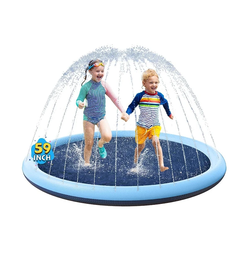 Aofar 59" Non-slip Splash Pad Sprinkler Pool Outdoor Water Play Mat Pet Dog Summer Fountain Funyard