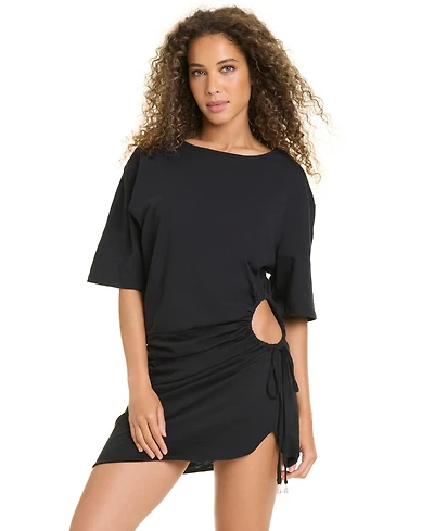 Sanctuary Women's Coastal Covers Shirred Side Swim Cover Up Shirtdress