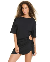 Sanctuary Women's Coastal Covers Shirred Side Swim Cover Up Shirtdress
