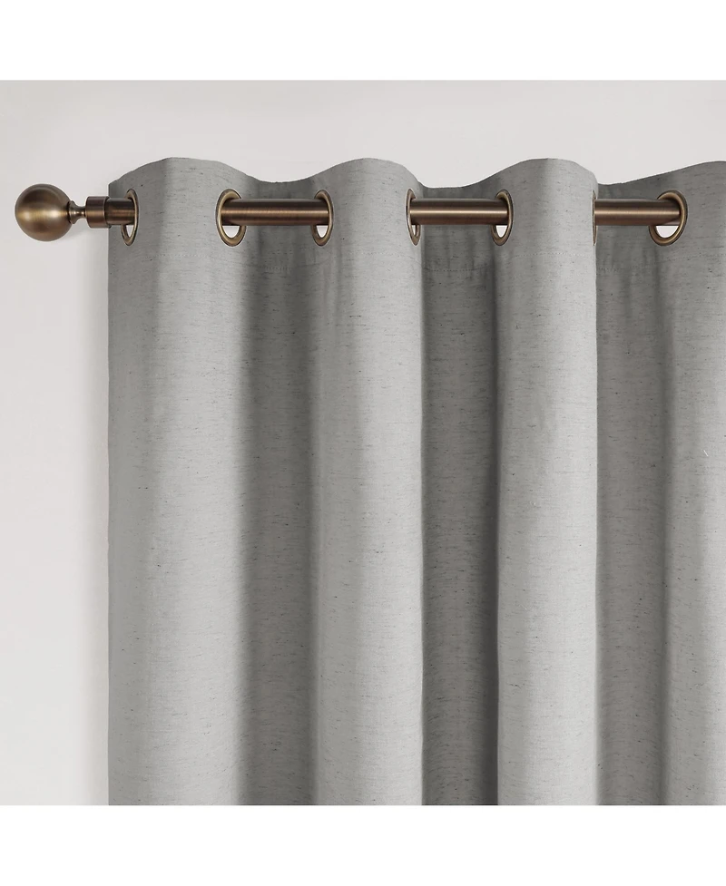 Linen Blend Total Blackout Grommet Curtains Pair