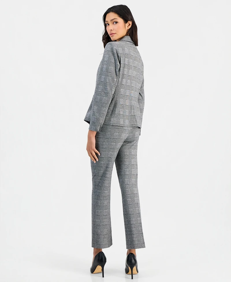 Anne Klein Essentials Petite Check Pull-On Cropped & Ankle Pants