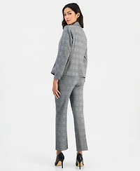 Anne Klein Essentials Petite Plaid One Button Blazer Plaid Pull On Ankle Pants