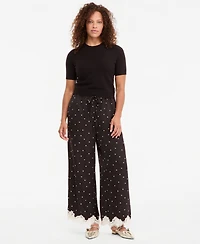 On 34th Women's Pull-On Dot Lace-Trim Wide-Leg Pants, Macy's Exclusive