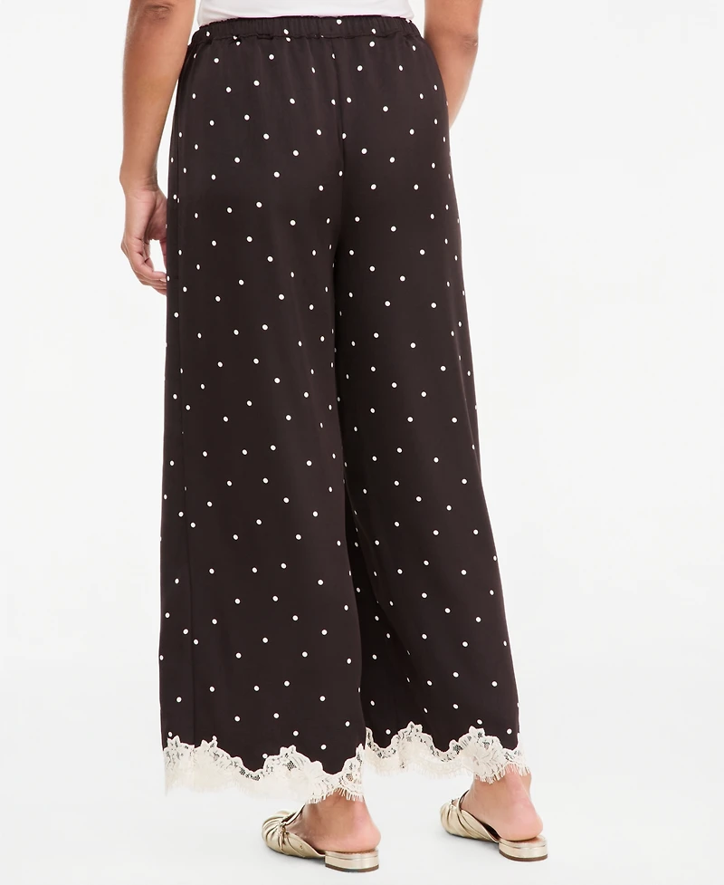 On 34th Women's Pull-On Dot Lace-Trim Wide-Leg Pants, Macy's Exclusive