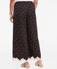 On 34th Women's Pull-On Dot Lace-Trim Wide-Leg Pants, Macy's Exclusive