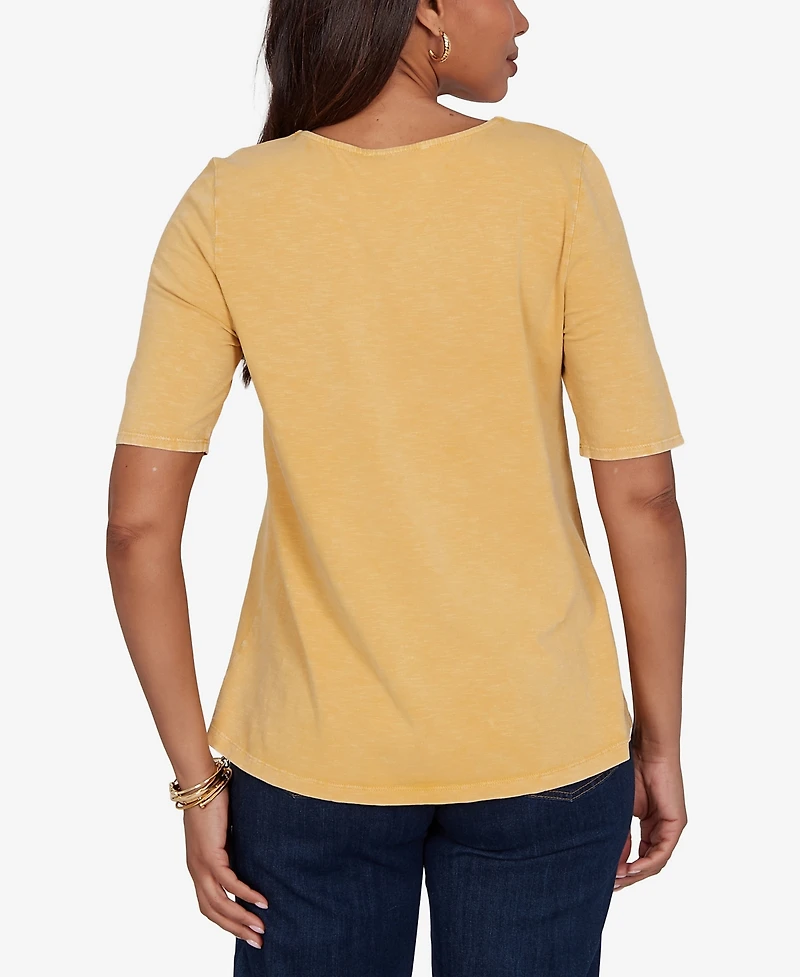 Ruby Rd. Petite Soutache Short-Sleeve Knit Top