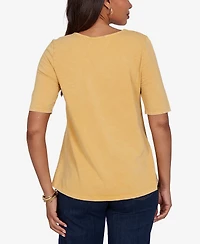 Ruby Rd. Petite Soutache Short-Sleeve Knit Top