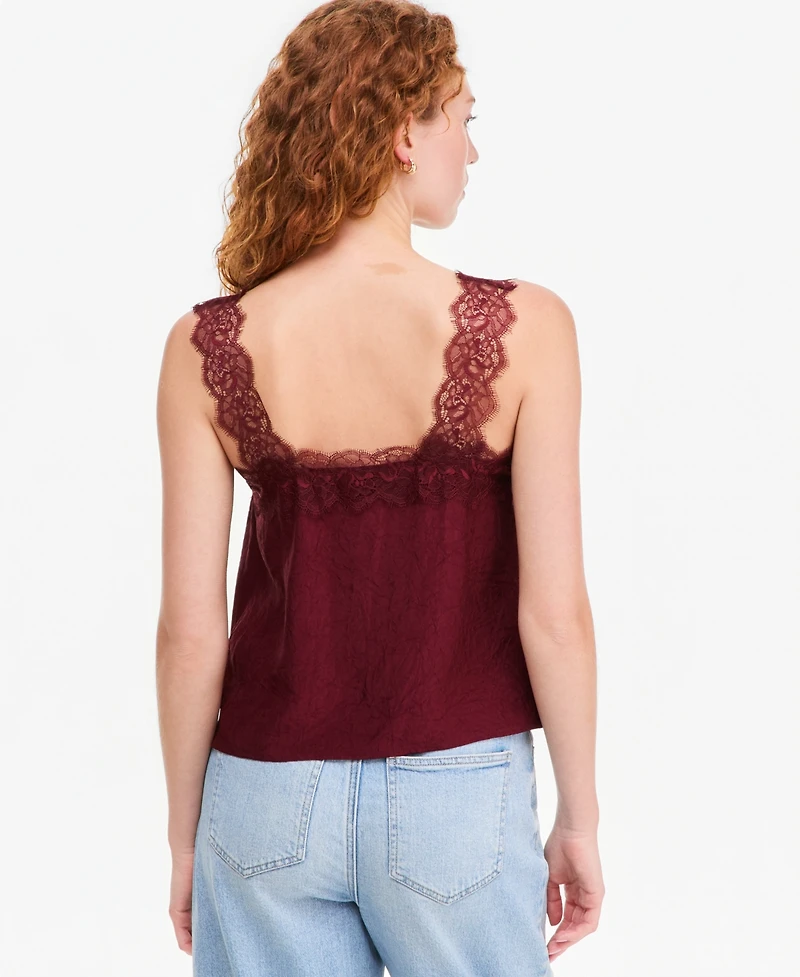 On 34th Women's Crinkle Satin Lace-Trim Tank, Macy's Exclusive