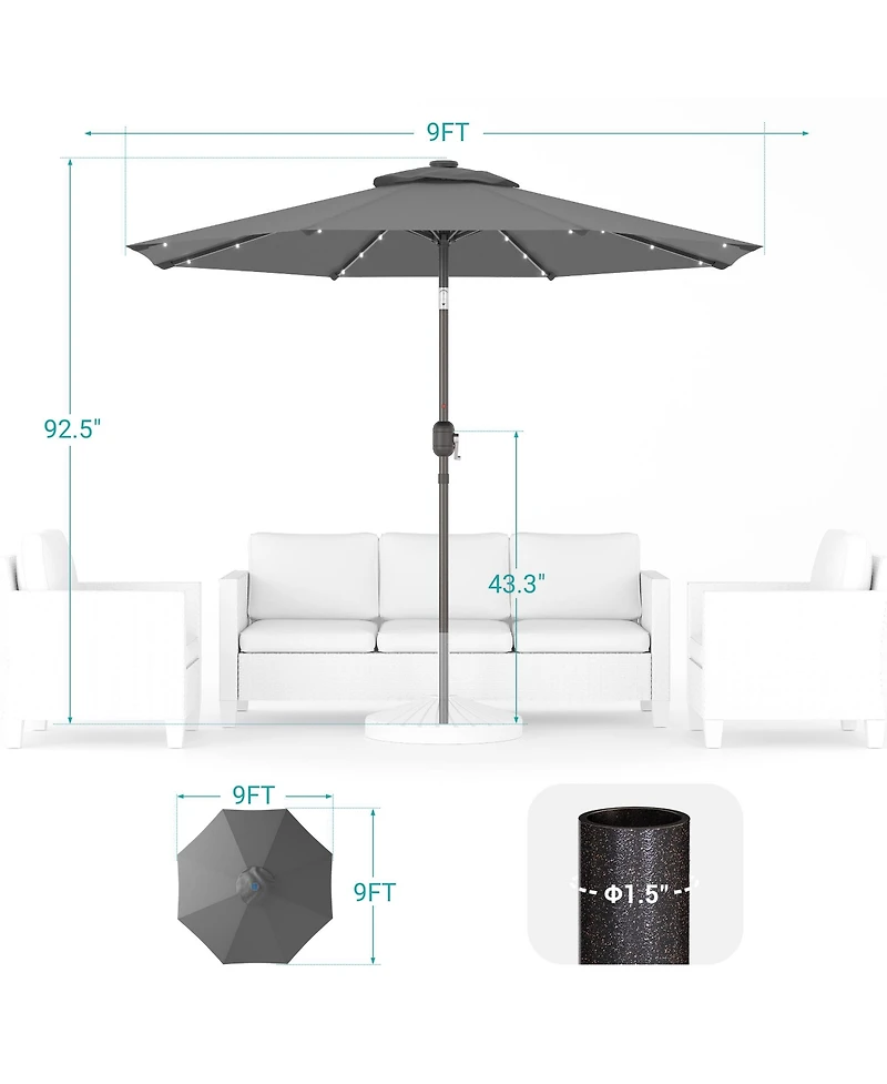 Sonkuki Enhance Your Outdoor Oasis With 9Feet Led Round Patio Umbrella - Stylish, Durable, And Sun-Protective