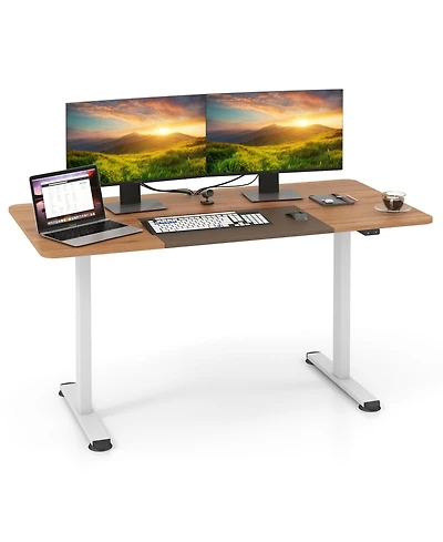 Gouun 55 in. Electric Sit-to-Stand Desk with Cable Management Hole and T-Leg Frame